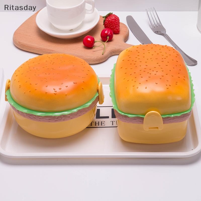 Ritasday แฮมเบอร์เกอร์กล่องอาหารกลางวันเด็กกล่องเบนโตะภาชนะบรรจุอาหารกล่องอาหารกลางวันเบอร์เกอร์สร้างสรรค์ใหม่