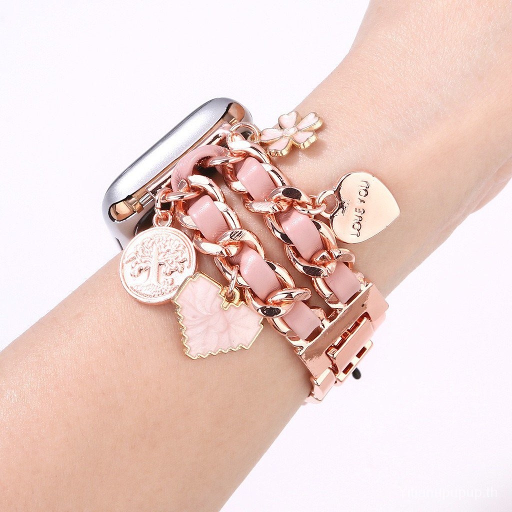 เหมาะสำหรับ Apple Watch S9/8/7/6/5/4/3/2/1 /se สายรัดโลหะโซ่ยีนส์38/40/41/42/44/45/49mm สายนาฬิกา