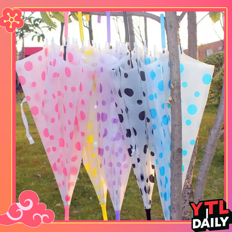 YTL ร่มก้านยาว ร่มใส ร่มกันฝน เเบบใส ก้านร่มสีดำ เเข็งเเรง ทนทาน สวยงาม