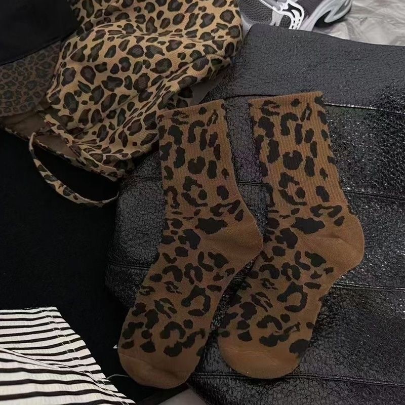 ฤดูใบไม้ร่วงฤดูหนาวเสือดาวพิมพ์ถุงน่องผู้หญิงยุโรปสไตล์อเมริกันins Super Hot CasualกีฬาRetro All-Matchสุภาพสตรี - รูปที่ 7