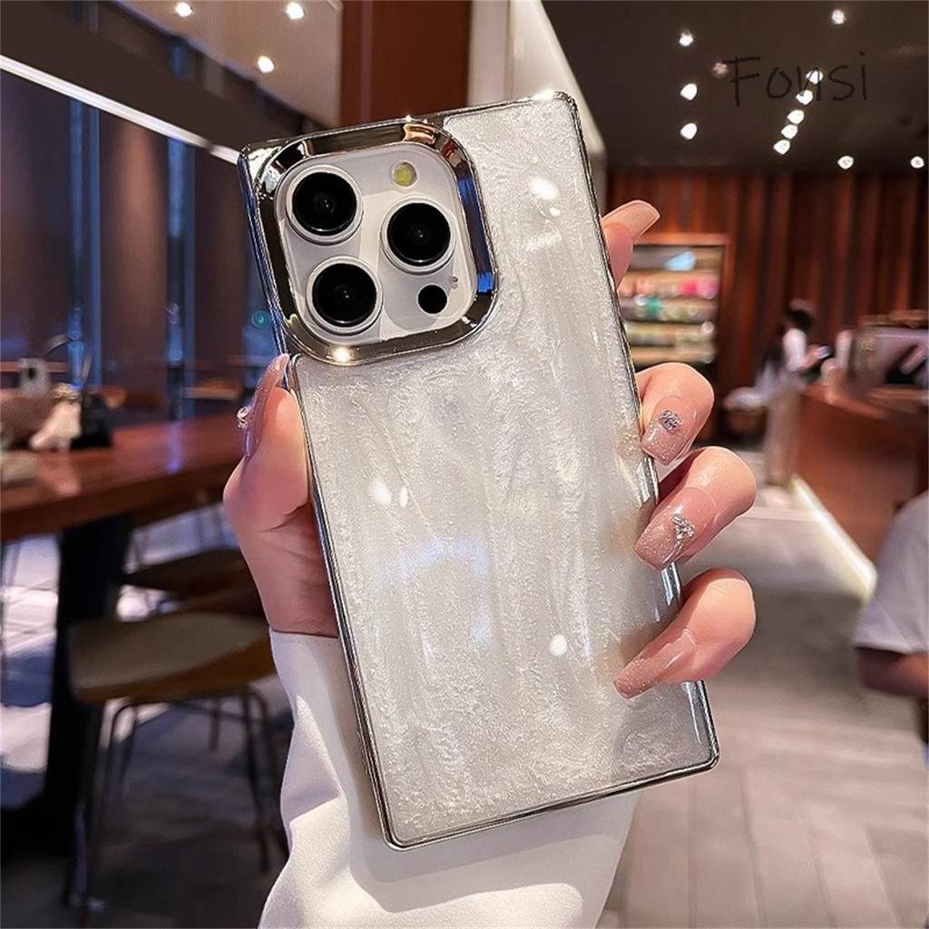 สแควร์สไตล์หินอ่อนเนื้อเคสโทรศัพท์สําหรับiphone 16 Pro Max 11 12 13 14 15 Pro Max 15 16 Plus Soft Tpuปลอก