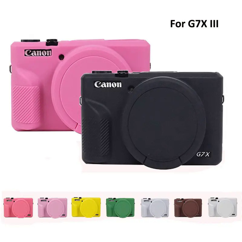 For Canon G7X Mark III G7X3 Camera Silicone Cover Soft Protective Skin Case with Lens Cap for G7XIII