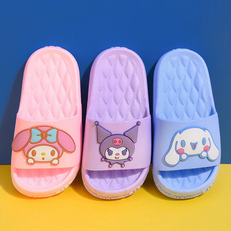 รองเท้าในครัวเรือนหนานุ่ม Kuromi My Melody Kawaii รองเท้าแตะเด็กผู้หญิง Quick-Drying การ์ตูนหอพักรองเท้าแตะนักเรียน