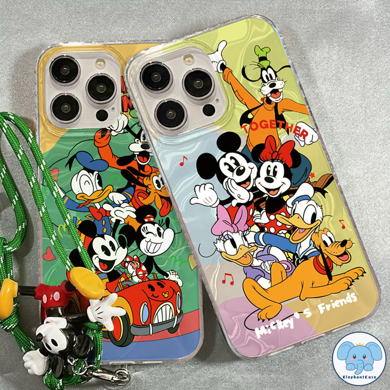 มิกกี้เมาส์แฟชั่นกราฟฟิตีเข้ากันได้เคสไอโฟน 11 16 13 15 14 12 Pro Max XR 16 7 15 8 14 6 6s Plus X XS Max สร้อยข้อมือเคส