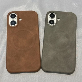 ผิวรู้สึกหนัง Anti-slip กรณีแม่เหล็กกล้องสําหรับ Iphone 12 13 14 15 16 17 Pro Max 14/15 plus 16 plus ครึ่งห่อกันกระแทก Hard ฝาหลัง