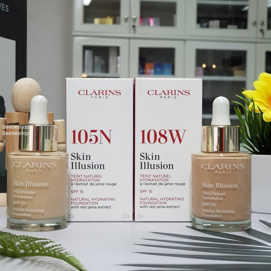รองพื้น Clarins Skin Illusion natural hydrating foundation 30ml สี105nude สี108sand