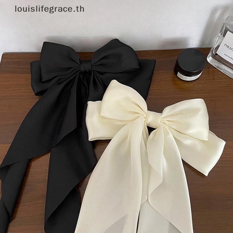 Lgth โบว์ริบบิ้น Hairpin Headwear Simple Elegant Sa ฤดูใบไม้ผลิคลิปคลิปผม Retro Party Headdress เครื่องประดับผมสีแดงร้อน
