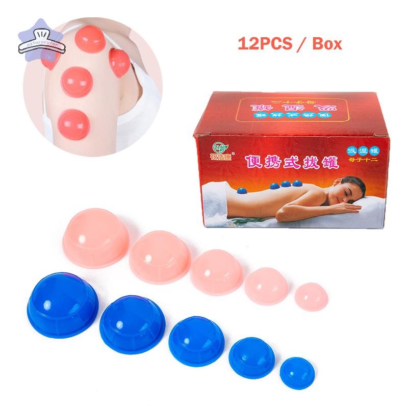 [estereryfor] 12 ชิ้น Professional ซิลิโคน Cupping Therapy ชุดนวดถ้วยสูญญากาศ Cupping Jar TH