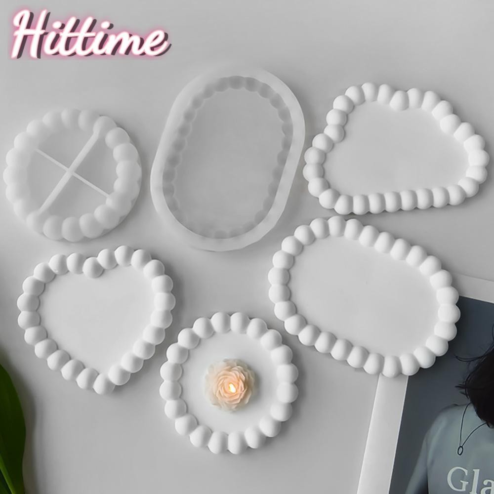 Hittime Bubble ถาดแม่พิมพ์ซิลิโคน DIY เรซิ่นปูนปลาสเตอร์ซีเมนต์ของขวัญหล่อ Mould รอบดอกไม้ Cloud รูปหัวใจ Coaster ตกแต่งบ้าน W8Y9
