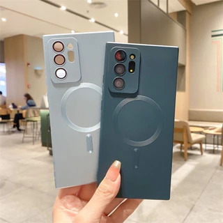 SAMSUNG สําหรับsamsung Galaxy Note 20 Ultra Note 10 Plus S24 S23 S22 S21 Ultra Plus FEแม่เหล็กUltra-บางMatteป้องกันลายนิ้วมือพร้อมเลนส์ป้องกันฝุ่นตาข่ายเคสโทรศัพท์