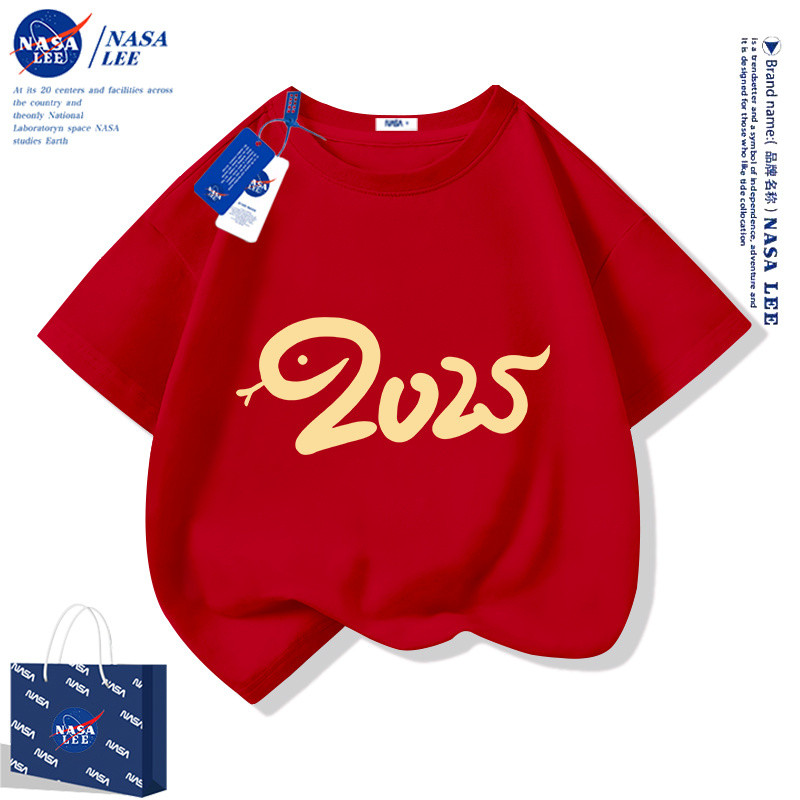 เสื้อยืดแขนสั้นเด็กชาย NASA Red เสื้อผ้าเด็กปีใหม่