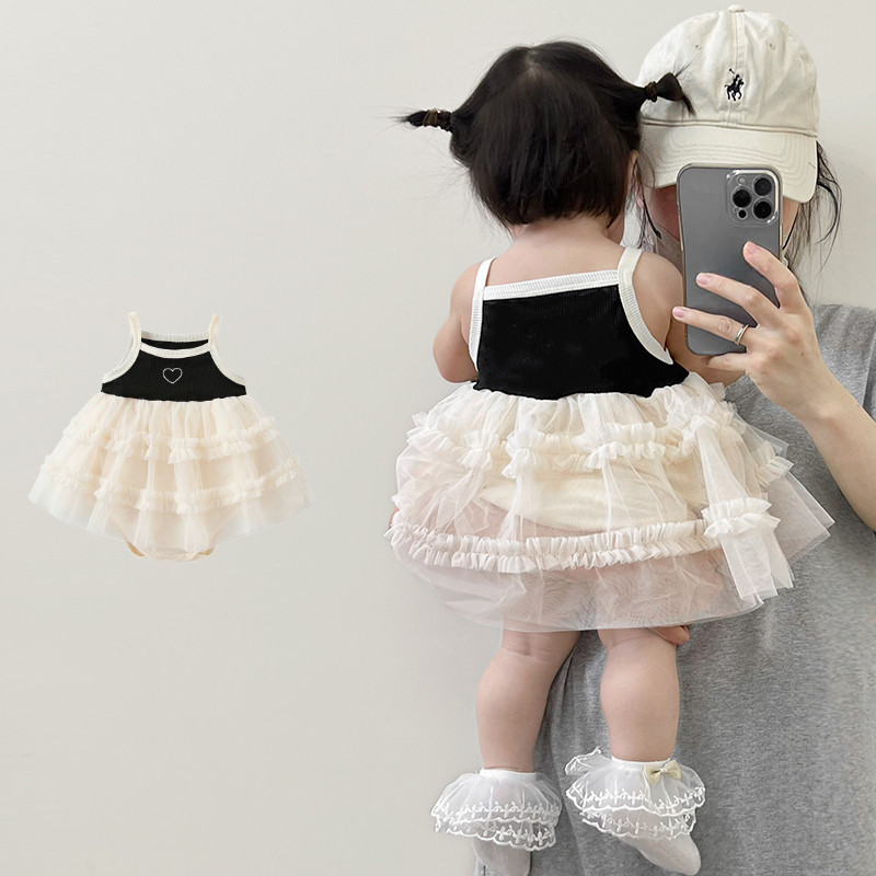 เสื้อผ้าเด็กฤดูร้อนใหม่เด็กสาว ชุด ตาข่ายแขวนชุดเจ้าหญิง ชุดรอมเปอร์ ทารกน่ารักผายลมเสื้องานเลี้ยงวันเกิด - รูปที่ 3