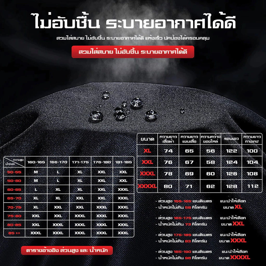 ชุดเสื้อกันฝนกางเกงแยกชิ้น ผู้ใหญ่ สำหรับขับขี่รถจักรยานยนต์ thumbnail 9
