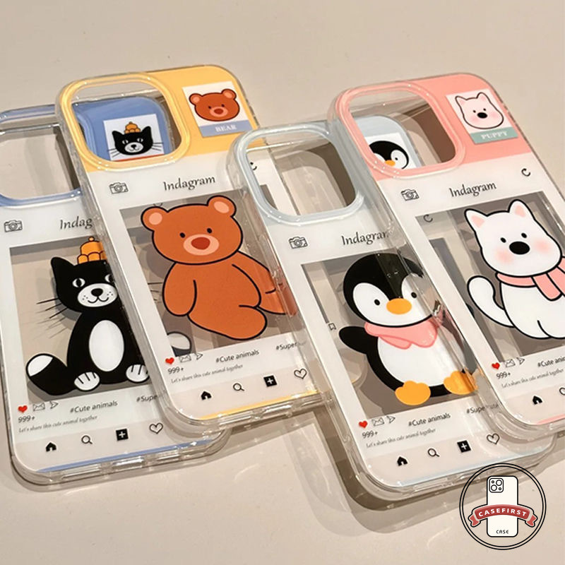 การ์ตูนคู่รักสัตว์น่ารักนุ่มโปร่งใส เคส Samsung A05s A05 A14 A15 A06 A52 A03s A32 A50 A13 A51 A30 A55 A35 A03