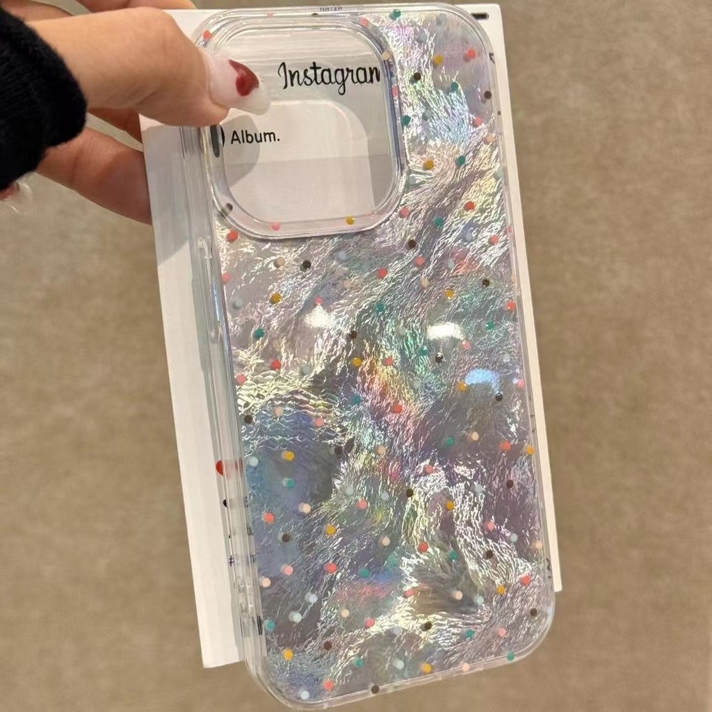 สี Smudge Polka Dot เหมาะสําหรับ iPhone15 เคสโทรศัพท์ iPhone14promax รวมทุกอย่าง 13 สไตล์ใหม่ 12 หญิง 16 เคสกันกระแทก UHHC