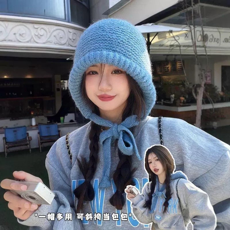 หมวกฤดูหนาวสำหรับผู้หญิง ทำจากขนสัตว์ อบอุ่นและปกป้องหู
