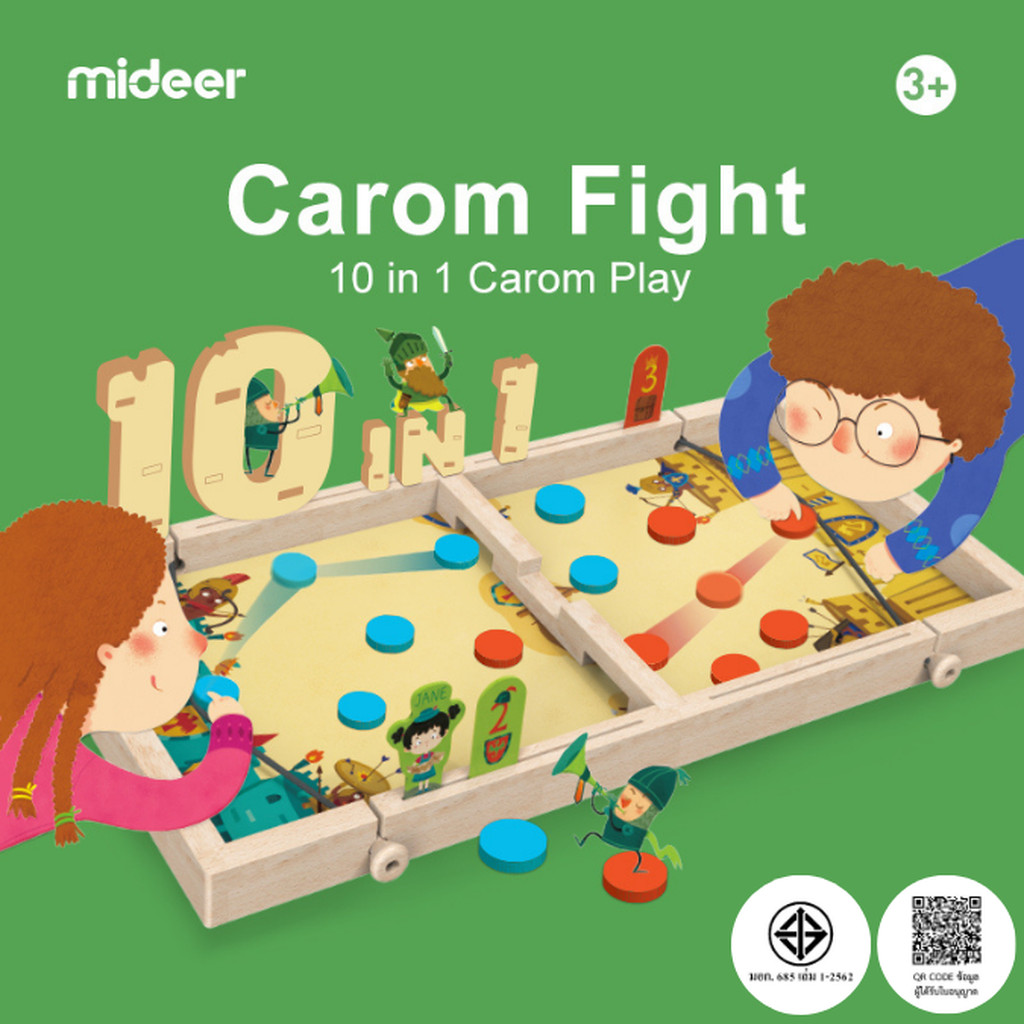 Mideer Mideer มิเดียร์ 10 in 1 Carom Board Game บอร์ดเกมประชันคู่ต่อสู้