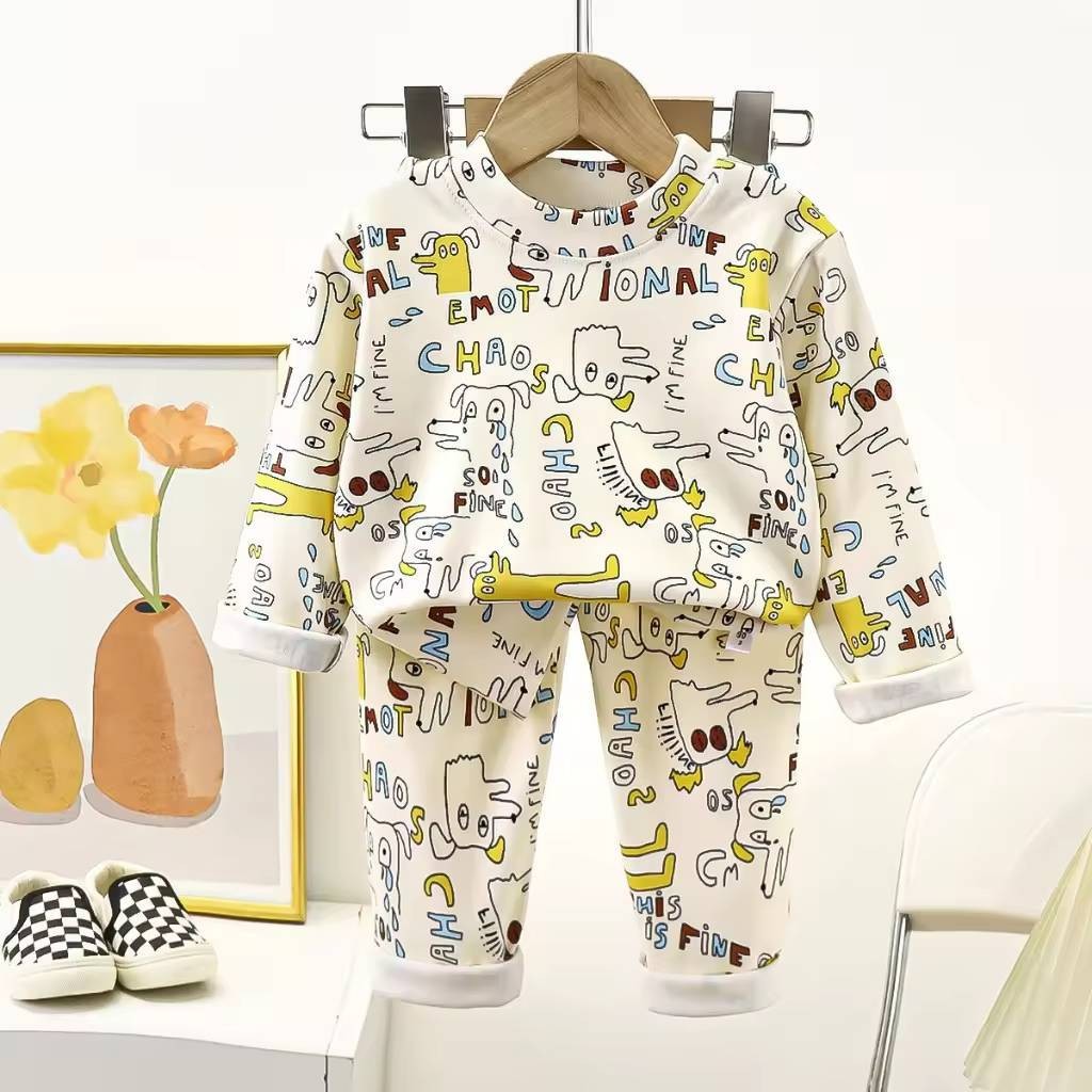 ชุดนอนเด็ก ชุดกันหนาว ผ้าสำลี แขนยาว+ขายาว 80-110cm💖 - รูปที่ 5