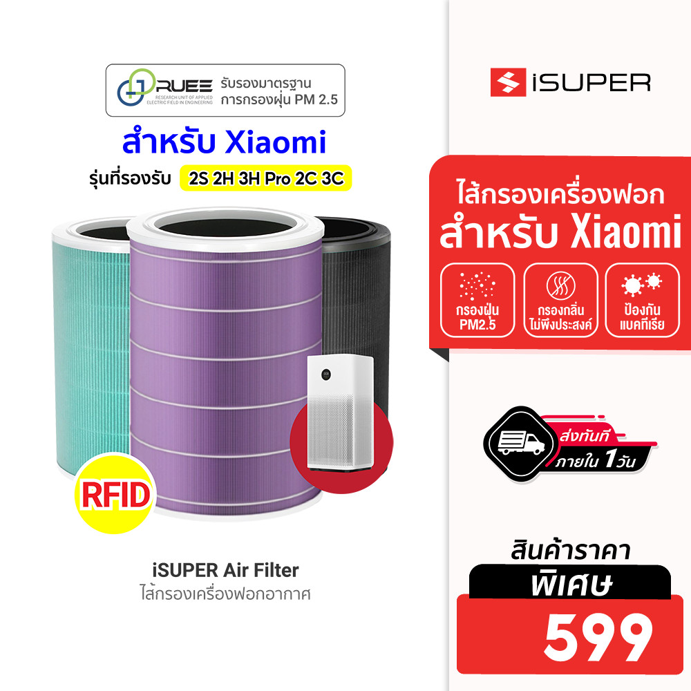 [ลดเหลือ 599] iSUPER ไส้กรอง RFID สำหรับ Air Purifier Filter 2S 2H 3H Pro 2C 3C ไส้กรองอากาศ PM2.5