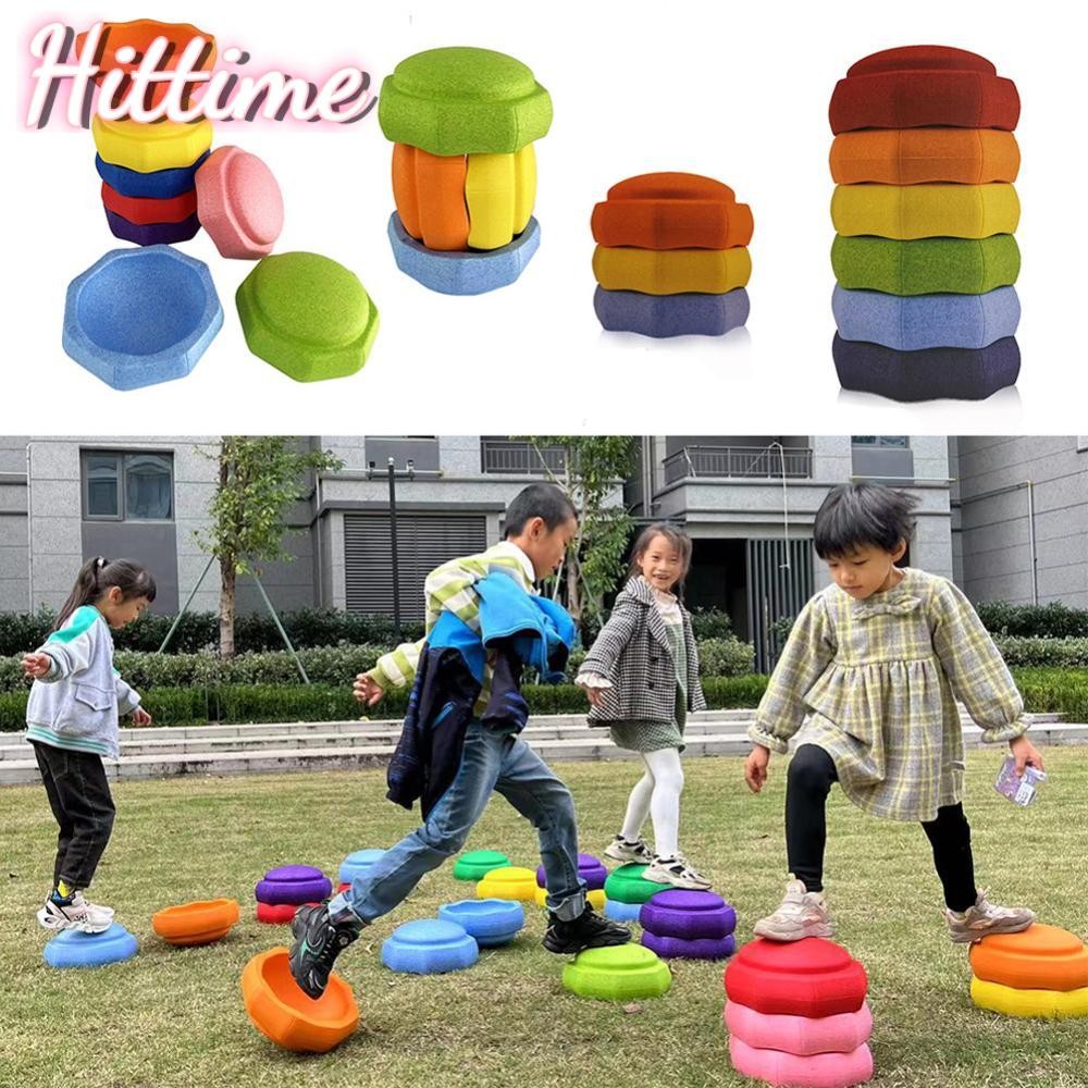 Hittime Balance Stepping Stones ชุดเด็ก Sensory โฟมแม่น้ํากระโดดขั้นตอนหินในร่มกลางแจ้งครอบครัวอนุบาลตลกเกมของเล่น H4X4