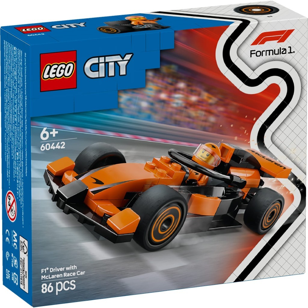 LEGO 60442 City Fomual F1 Driver พร้อม McLaren Race Car Building ชุดของเล่น (86 ชิ้น)