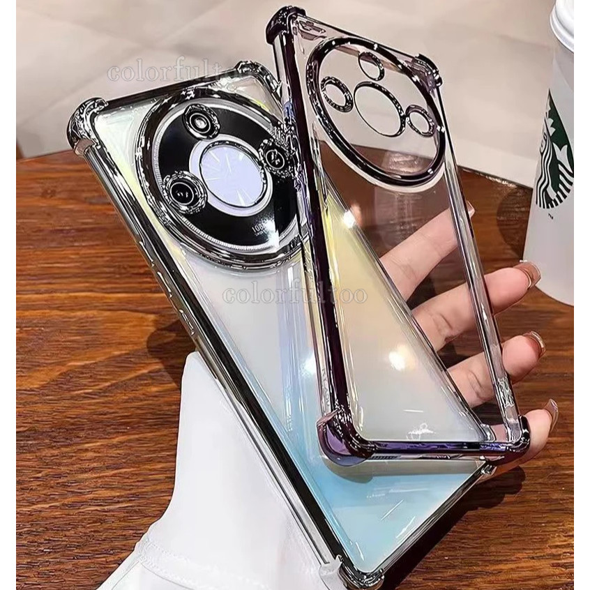 Honor X9c สมาร์ทชุบซิลิโคน TPU สําหรับ Honor X9d X9C X9a X9b HonorX9C 5G โปร่งใสสี่มุมถุงลมนิรภัยเคสโทรศัพท์กันชนนุ่มกันกระแทกกล้องปกป้องปกหลัง