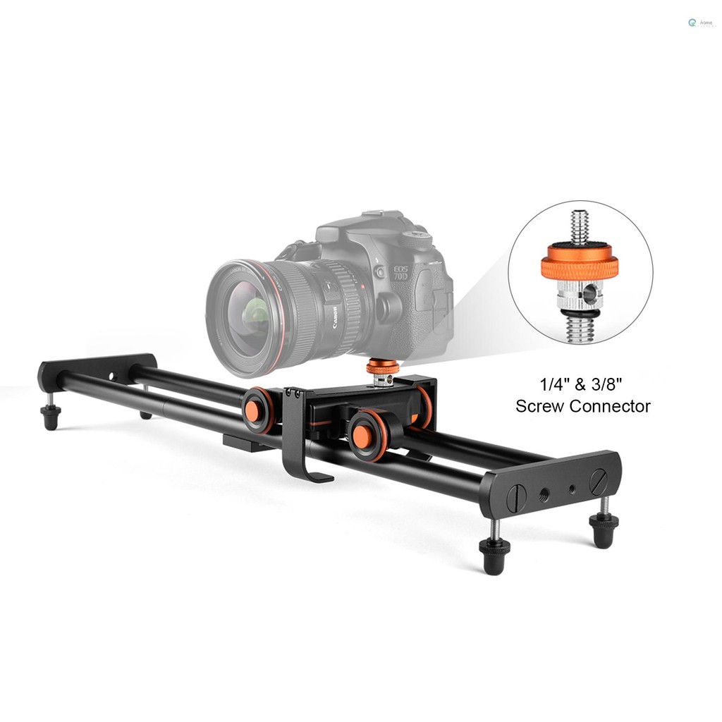 Andoer กล้องวิดีโอ Dolly Slider ชุด 3 ล้อ Auto Dolly รถ 3 ความเร็วปรับได้ + 60 ซม./23.6in รางกล้อง Slider + อะแดปเตอร์หัวบอลแบบยืดหยุ่นพร้อม Wirelss รีโมทคอนโทรล f