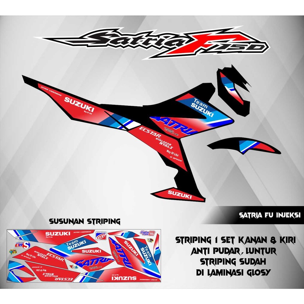 สติ๊กเกอร์ STRIPING VARIATION SATRIA FU INJECTION TEAM SUZUKI RACING