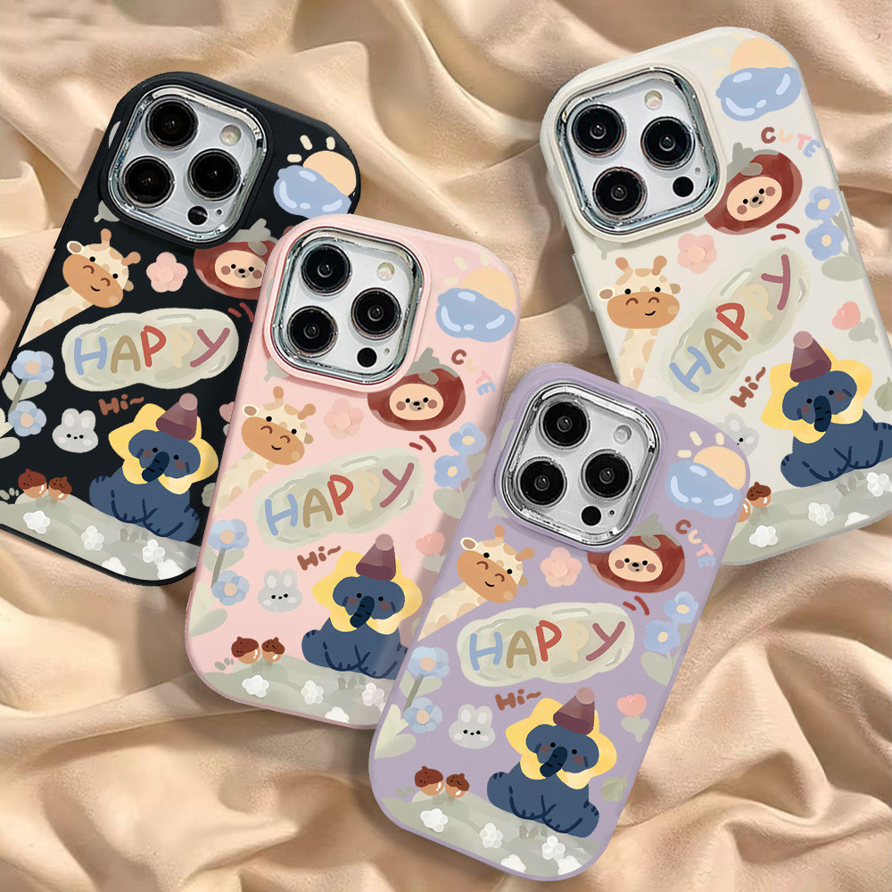 Case For เคส Samsung A05S A05 A06 A35 A55 A15 A54 A12 A13 A14 A16 A25 5G A34 การ์ตูน เลนส์โลหะชุบไฟฟ้า หรูหรา เรียบง่าย