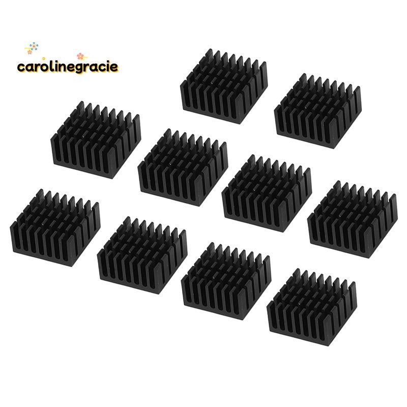 10 ชิ้นสีดําอลูมิเนียมคูลเลอร์หม้อน้ําระบายความร้อนฮีทซิงค์ 20 มม. x 20 มม. x 10 มม.