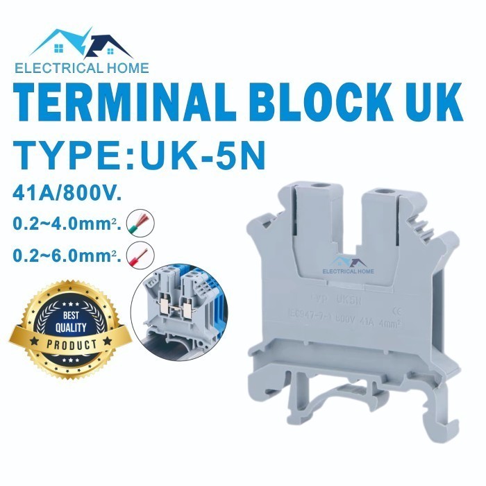 Terminal Block Modular UK-5N (0.2~4mm) 800V Din Rail คุณภาพดีที่สุด