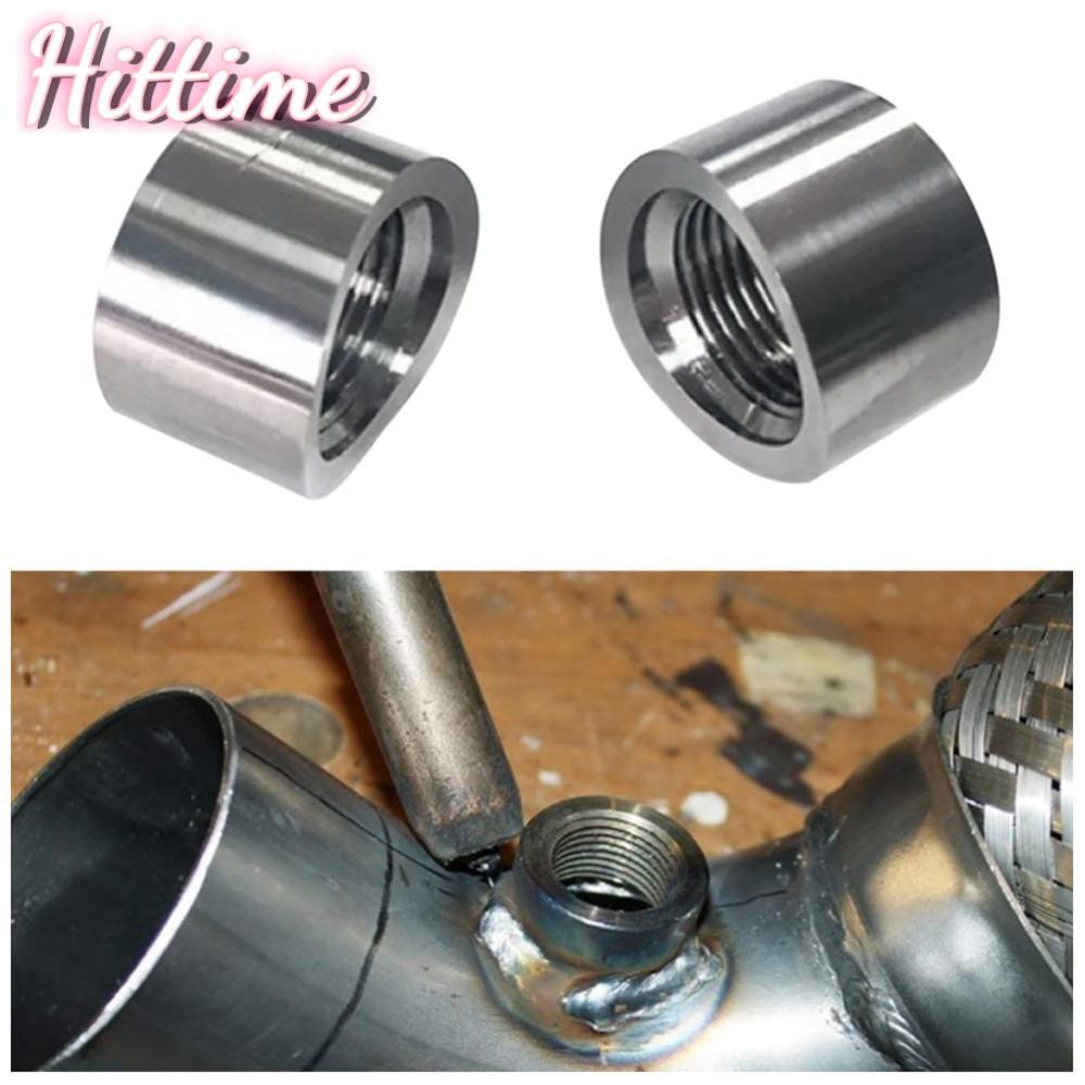 Hittime Universal Auto Parts สแตนเลสเซนเซอร์ออกซิเจน Nut เชื่อม Bung ปลั๊ก M18x1.5 O2 เซ็นเซอร์อะแดปเตอร์ Curve หยัก Nut Bung O4U5