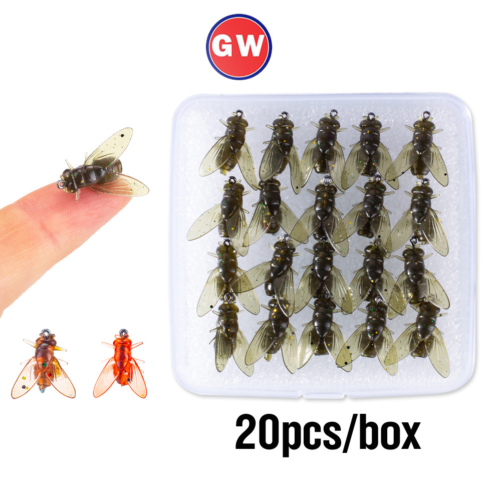 20 ชิ้น/กล่องประดิษฐ์แมลงวันแมลงตกปลา Lure Sequined Soft Lure จําลอง Fly Lure เหยื่อ Sharp Hooks สําหรับปลาเทราท์เบส