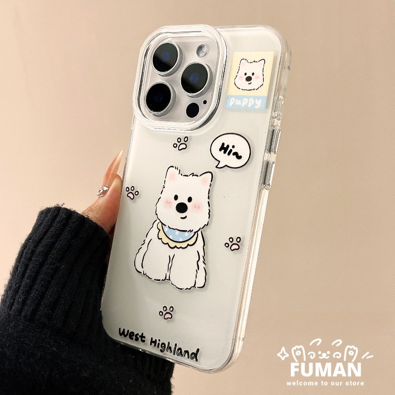 Clear น่ารัก West Highland ลูกสุนัขปลอกสําหรับ Vivo iQOO 13 7 Z9 Turbo + Z9x Z8 Z8x Z7 Pro Z7i Z6 Li