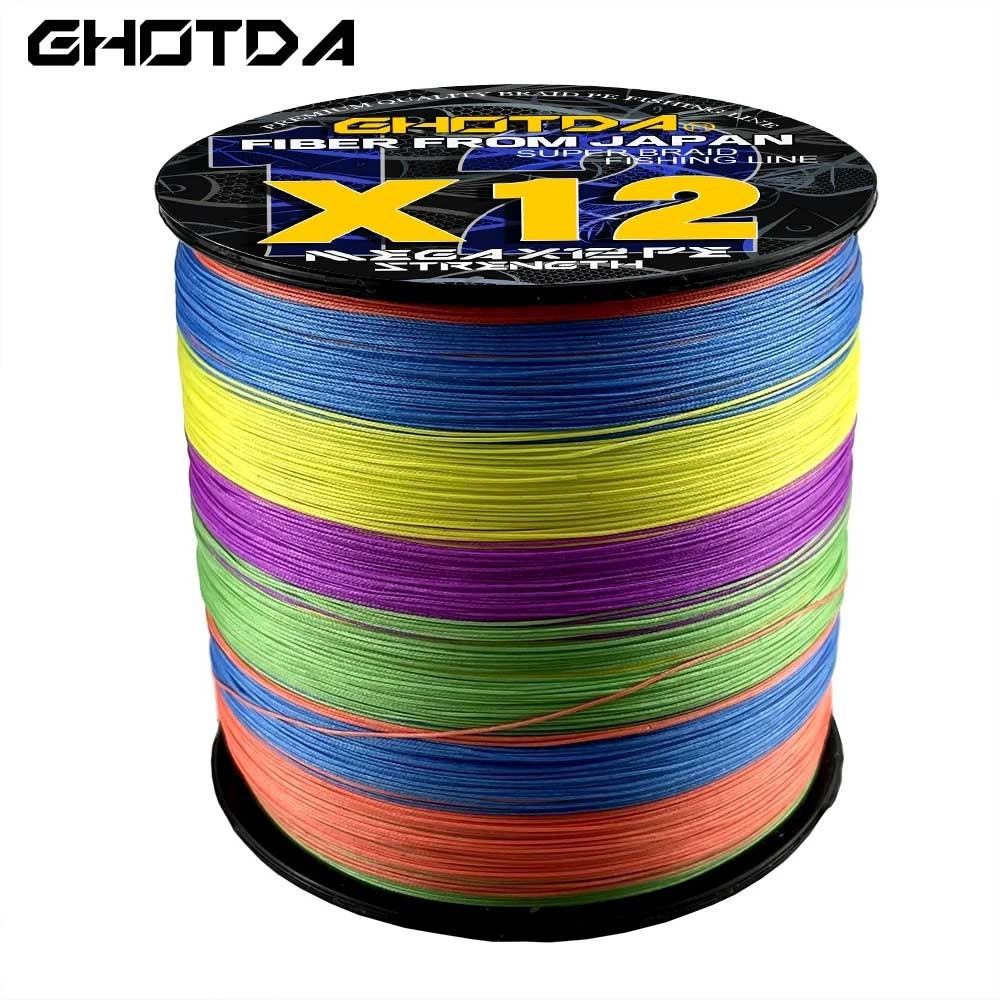 Ghotda X12 Super Smooth 100M 300M 500M 12 เส้น แบบถัก PE 25LB-92LB สายตกปลาญี่ปุ่น