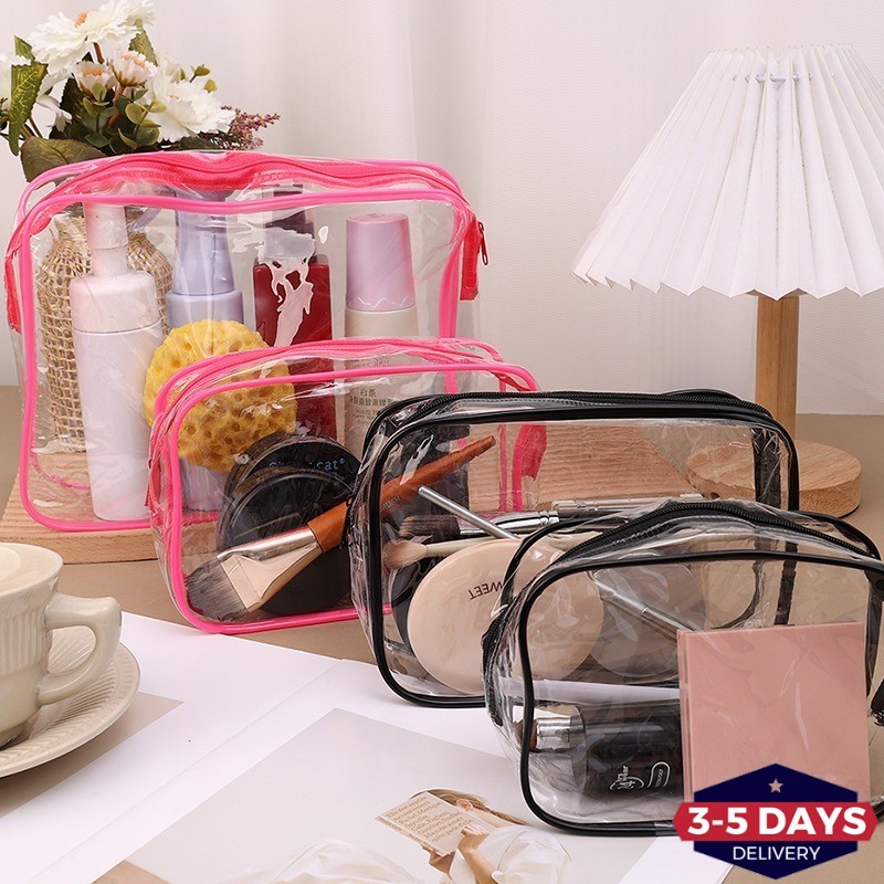 [3-5 วันมาถึง]กระเป๋าเครื่องสําอางสําหรับเดินทางแบบใสกันน้ํา | Compact Cube Organizer สําหรับใช้ Home/Trip, 3 ขนาด (S/M/L) พร้อมระบบปิดไนลอนทนทาน