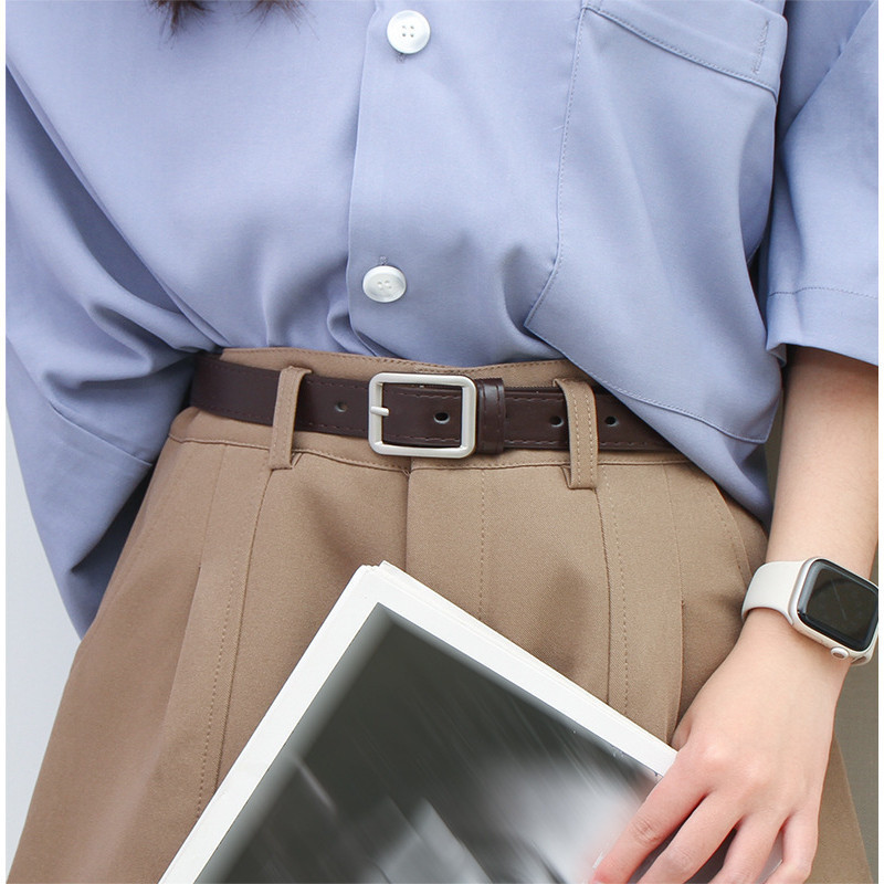 Casual Checkered Leather Buckle Belt Korean Fashion Womens Clothing Accessories JS 1048