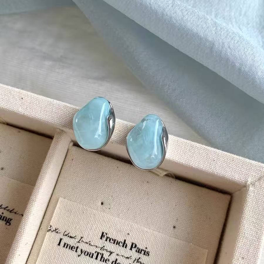 Mint Blue ต่างหูรูปร่างไม่สม่ําเสมอสําหรับผู้หญิงเรขาคณิต Niche Design ต่างหู 2025 ใหม่ ราคา ถูกที่สุด ดีลบีเคเค แกลเลอรีภาพที่ 6