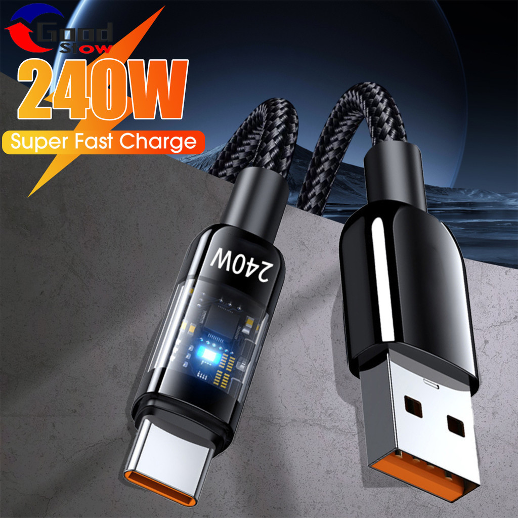 [3C & Auto]สายชาร์จเร็ว 240W การออกแบบ USB-C, สายไนลอนถักทนทานพร้อมตัวเลือกความยาว 25 ซม./1 M/1.5 M/2 M สําหรับสมาร์ทโฟน/แท็บเล็ต