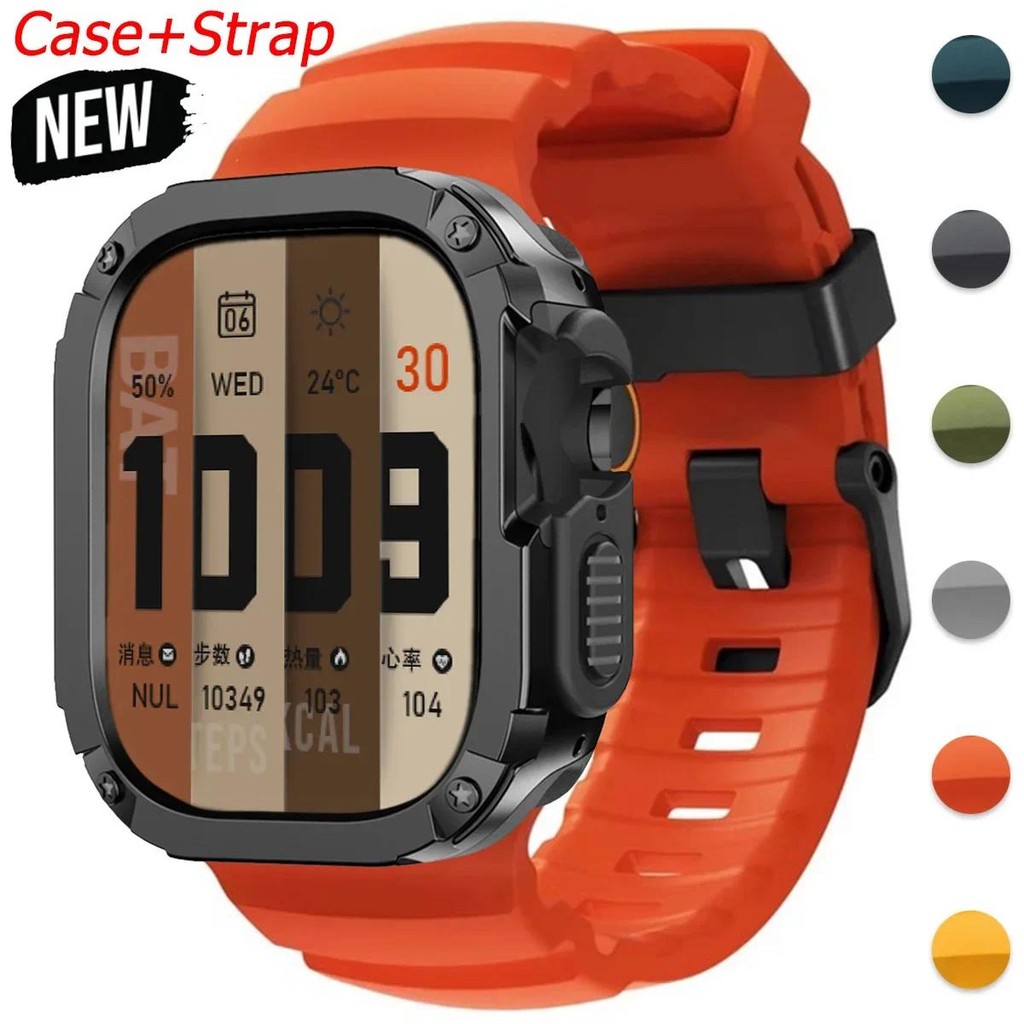 สายซิลิโคน + TPU PC สําหรับ Apple Watch Ultra 3 2 49 มม.44 มม.45 มม.46 มม.Series11 10 9 8 7 6 5
