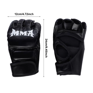 นวมต่อยมวย ถุงมือครึ่งนิ้ว ถุงมือ MMA แบบครึ่งนิ้ว สีดำ/แดง นวมชกมวย อุปกรณ์ชกมวย
