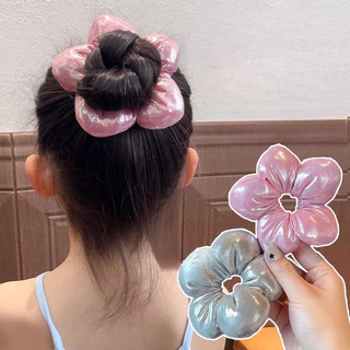 เด็กเด็กรูปดอกไม้เชือกผม Scrunchies หางม้าผูกผม Headwear เครื่องประดับผม