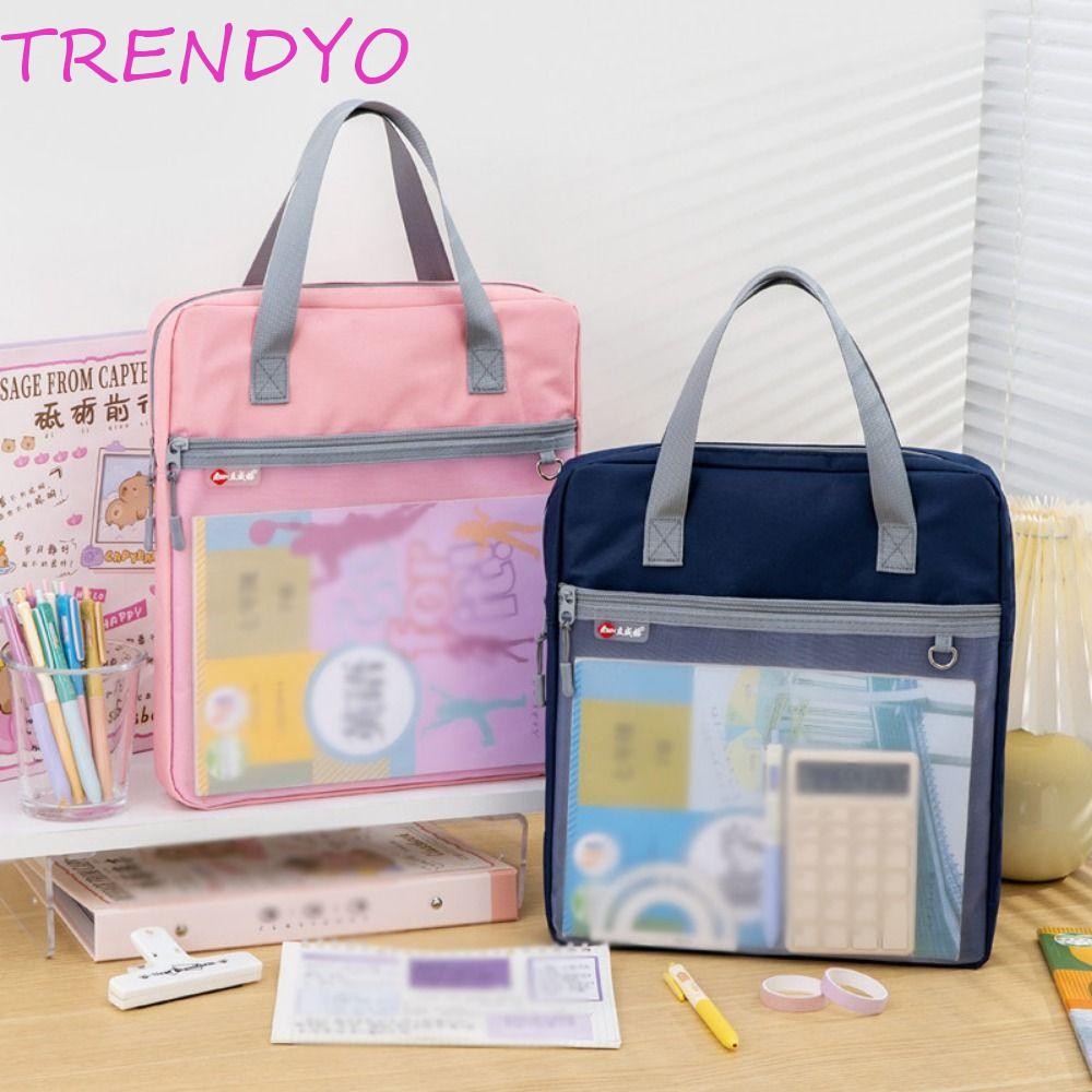 TRENDYO กระเป๋าเก็บหนังสือ, ที่เก็บแฟ้ม A4 กันน้ําความจุขนาดใหญ่, ซิปน้ําหนักเบาพร้อมที่จับกระเป๋าเก็บศิลปะแบบพกพาท่องเที่ยว