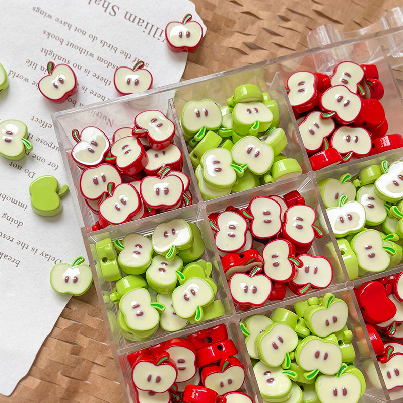 [Apple] Alloy Dripping Oil One Bite Apple Bead diy Handmade Bracelet Necklace Beaded Mobile Phone Chain Accessories