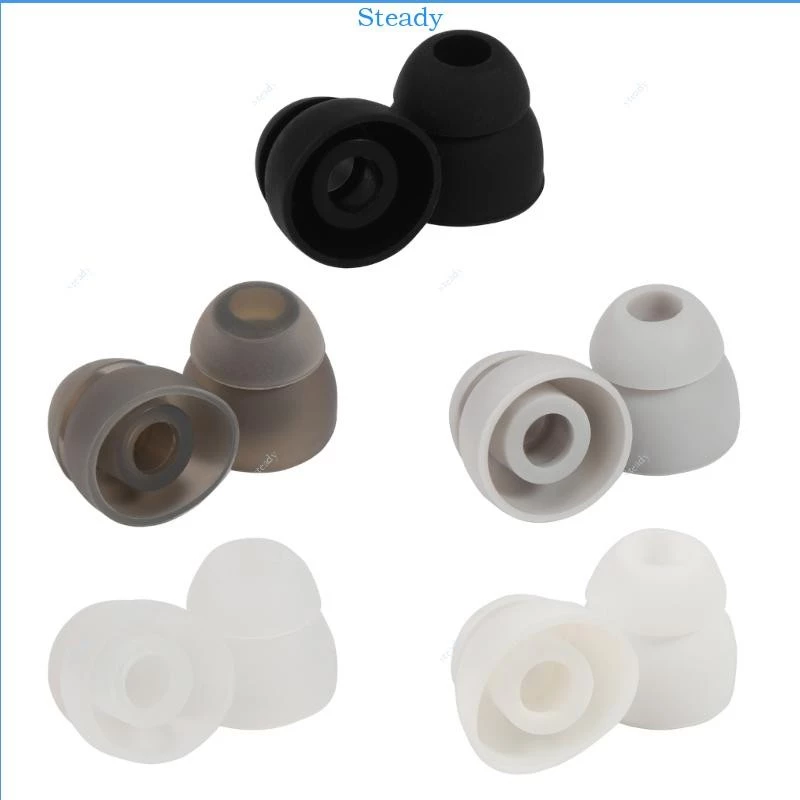 Stedy Replacement Double Flange Ear Tips Earbuds แผ่นซิลิโคนสําหรับหูฟัง In-Ear Hole 4 5 มม.