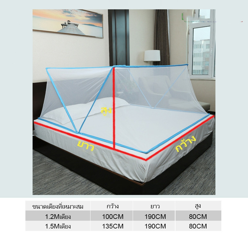 💥COD💥 มุ้งกันยุง มุ้งพับได้ 3.5ฟุต 5ฟุต กันแมลง มุ้งพกพา สำหรับเด็กและผู้ใหญ่ ป้องกันยุง เตียงขนาด ระบายอากาศได้ดี - รูปที่ 7