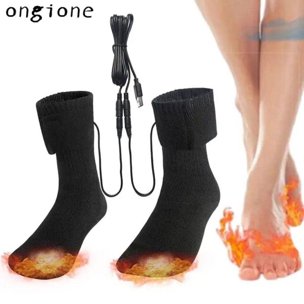 ถุงเท้าอุ่นไฟฟ้า ONGIONE, ผ้าฝ้ายความร้อนอย่างรวดเร็ว USB ถุงเท้าอุ่น, ฤดูหนาวที่อบอุ่น 5V นุ่มอุ่นเท้าความร้อนกีฬากลางแจ้ง