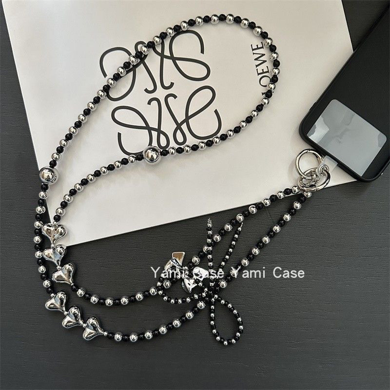 [ร้านค้าขายร้อน] Simple Girl Bowknot Love โทรศัพท์มือถือ Cross Chain Universal All-Match Lanyard Bag Amplifier Chain สายคล้องกล้อง