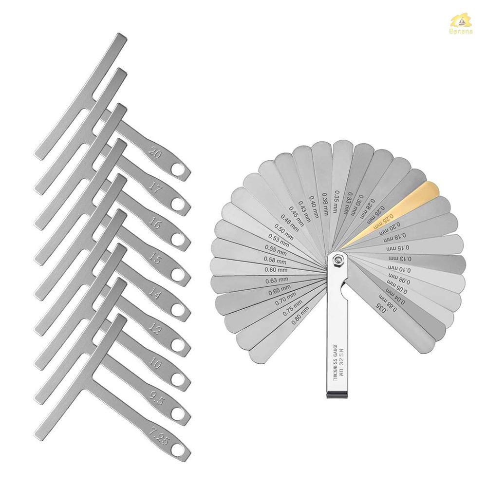 กีตาร์ Luthier ชุดเครื่องมือ 9 Radius Gauge 32 ใบมีด Feeler Gauge สําหรับซ่อมกีตาร์ Maintenance