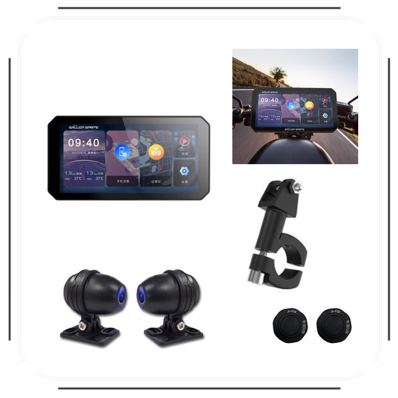 Gallop Sprite E5 D8 PRO เครื่องบันทึกการขับขี่มอเตอร์ไซค์ TMPS กล้องหน้าและหลัง